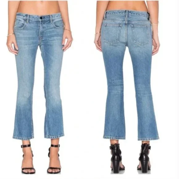 Alexander Wang 100% Cotton Medium Wash Low Rise Ankle Crop Kick Flare Jean 27 6 - Picture 2 of 10